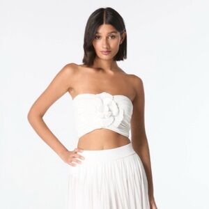 Carmen Marc Valvo Flower Applique Bandeau Crop Top NWT $110